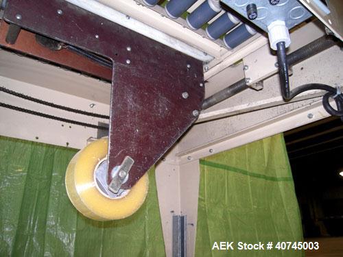 Used Bemis Semi-Automatic Uniform Top /Bottom Case Taper, Model 1018SA, carbon steel. Capable of speeds up to 28 CPM. Has side belt transfers and a case size range: length 4-1/2" to unlimited, height...