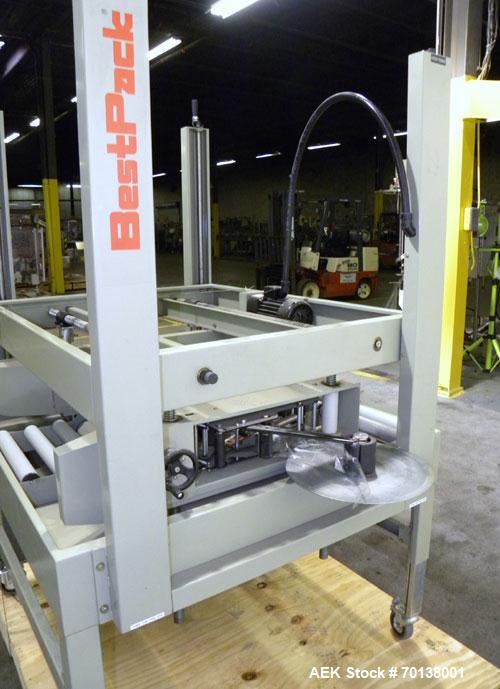 Used Best Pack Manual Side Sealing Carton Sealer, Model BP-433. Capable of speeds up to 40 cases per minute. Has a case size range: length 6" to unlimited, width 14.3" to 31" and depth 8.5" to 30". H...