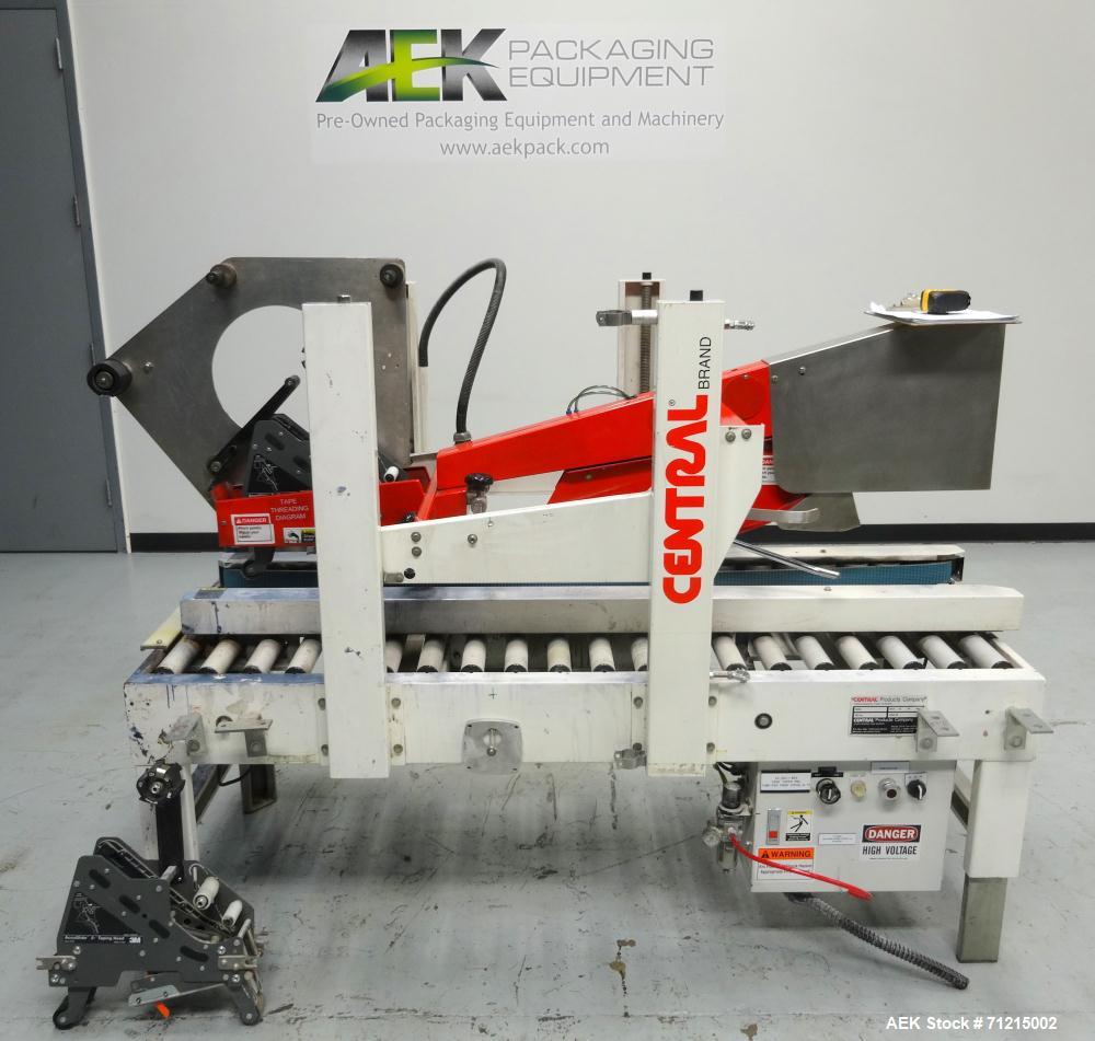 Used Central Products Carton Sealing Machine, Model CP-522, S/N 9040329. Top & bottom flap taping with automatic top flap closing. Handles boxes ranging from 6" x 6" x 6" to 28" x 191/2" x 191/2".