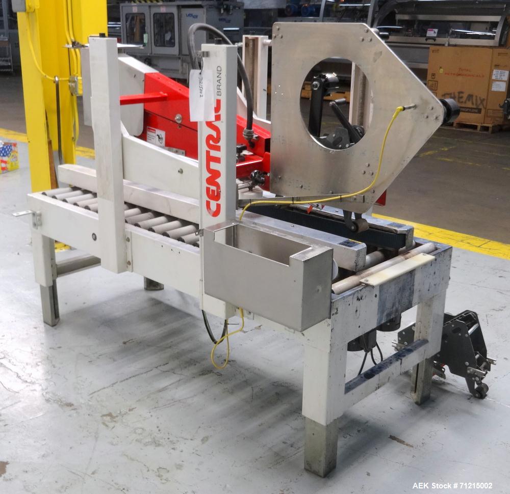 Used Central Products Carton Sealing Machine, Model CP-522, S/N 9040329. Top & bottom flap taping with automatic top flap closing. Handles boxes ranging from 6" x 6" x 6" to 28" x 191/2" x 191/2".
