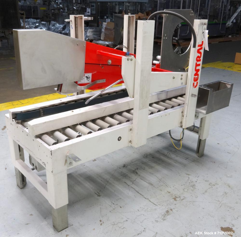 Used Central Products Carton Sealing Machine, Model CP-522, S/N 9040329. Top & bottom flap taping with automatic top flap closing. Handles boxes ranging from 6" x 6" x 6" to 28" x 191/2" x 191/2".