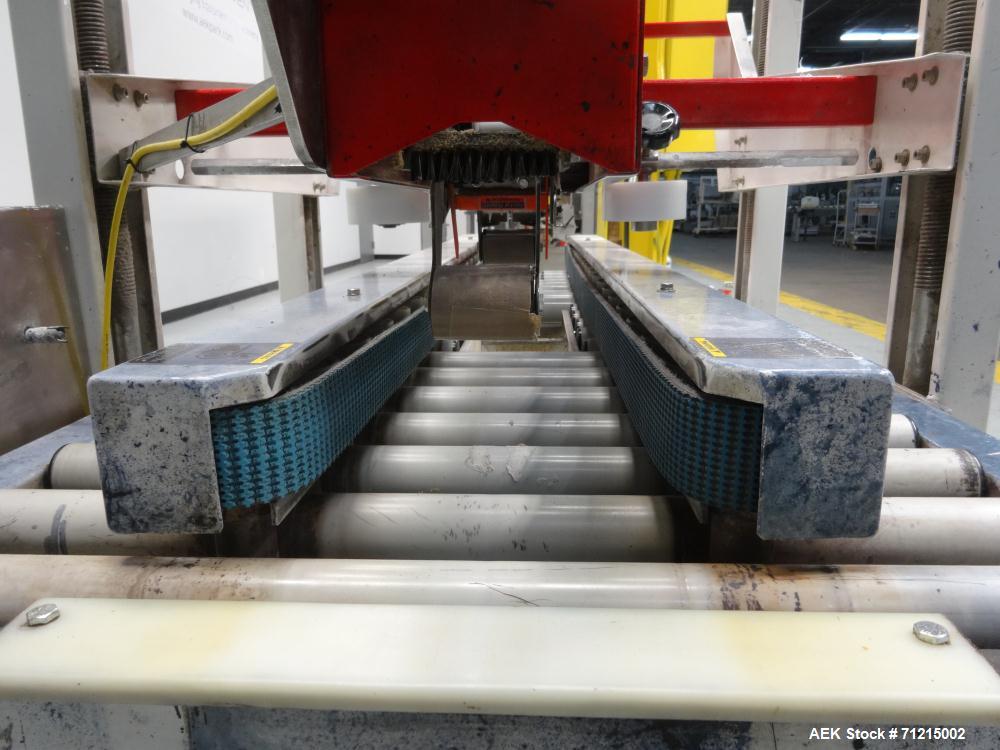 Used Central Products Carton Sealing Machine, Model CP-522, S/N 9040329. Top & bottom flap taping with automatic top flap closing. Handles boxes ranging from 6" x 6" x 6" to 28" x 191/2" x 191/2".