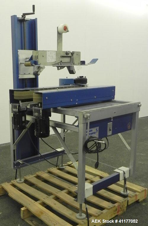 Used Durable Packaging Top Only Case Sealer, Model RM-32A. Case size range: length 4-3/4" to infinite, width 4-3/4" to 20", and height 3-1/4" to 20". Maximum case weight 90 lbs [40 kg]. Tape Applicat...