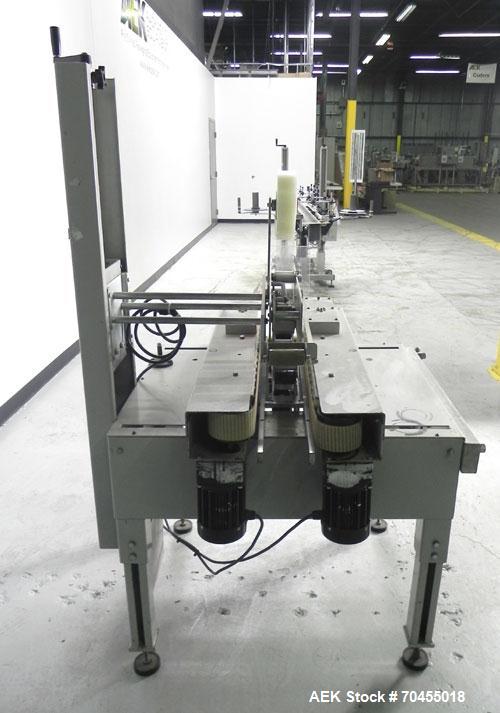 Used Durable Packaging Top and Bottom Case Sealer, Model RM-32A. Case size range: length 4-3/4" to infinite, width 4-3/4" to 20", and height 3-1/4" to 20". Maximum case weight 90 lbs [40 kg]. Tape Ap...