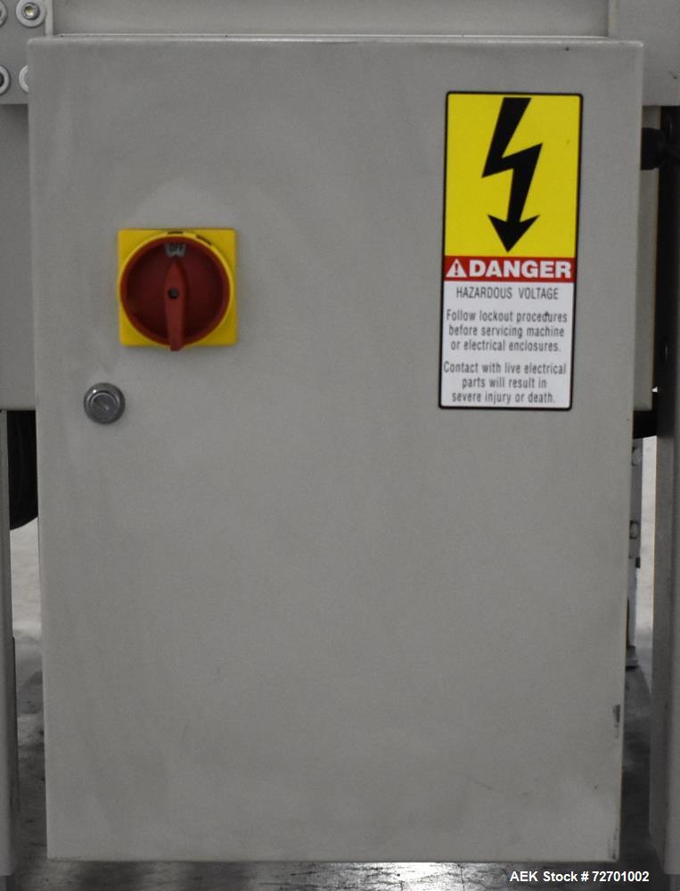 Used Interpack UA 262024-SB Uniform Automatic Case Sealer. Capable of up to 12 cases per minute. Size range of 6 to 26" long x 3.5 to 20" wide x 3.5 to 24" tall. 2" Wide top tape head. Side belt driv...