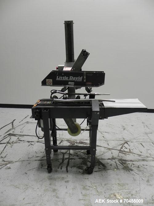 Used Loveshaw Little David Model LD7D Top and Bottom Case Taper. Case size range: Length 4-1/2" to unlimited, width 4-1/2" to 22", height 4-1/2" to 24". (2) Bottom belts, capable of speeds up to 80 f...
