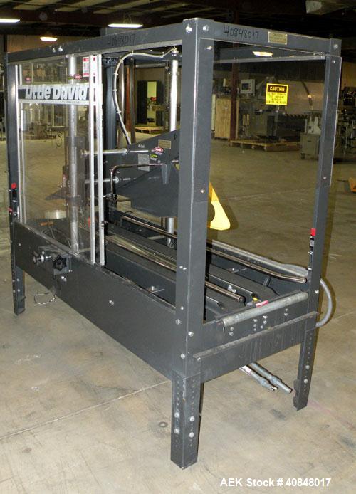 Used Loveshaw Little David Model LD16A Top and Bottom Automatic Case Sealer. Caspable of speeds up to 60 feet per minute or 14 cases per minute. Case size range: (length) 8-1/2" to 24" (width) 4-1/2"...