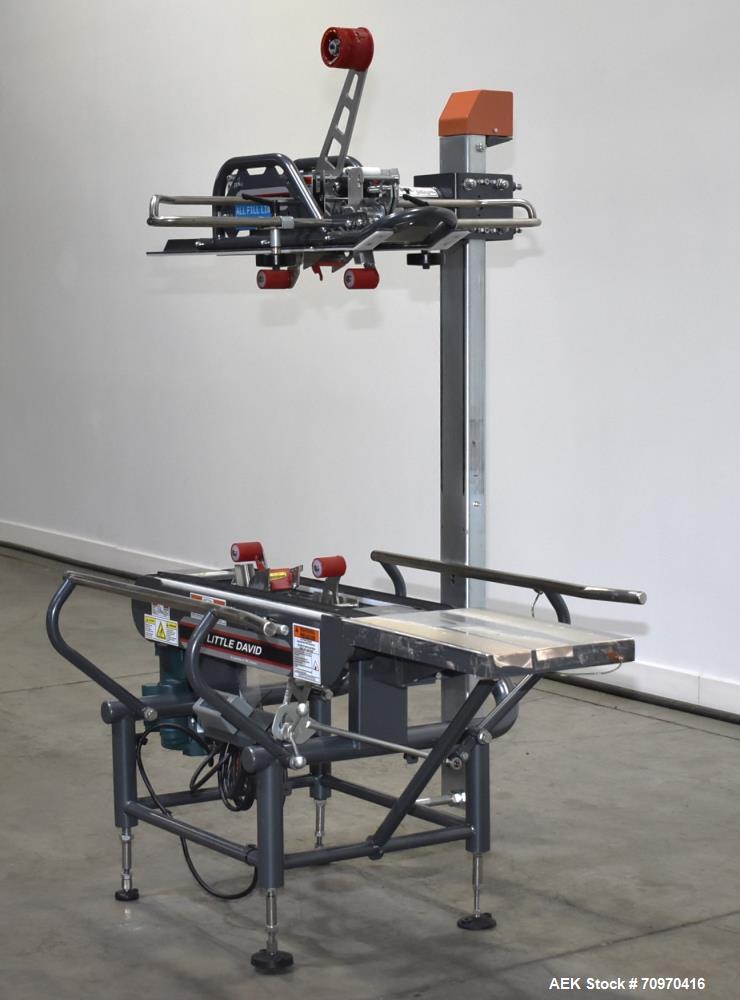 Used Loveshaw / Little David Model LDX/CRS Case Taper. Box Capacity: 4.5" to unlimited length x 5.5" to 27" width x 4.5" to 24" height. Operating belt speeds: 80 ft/min. Maximum roll diameter 15". Se...