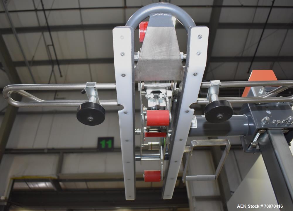 Used Loveshaw / Little David Model LDX/CRS Case Taper. Box Capacity: 4.5" to unlimited length x 5.5" to 27" width x 4.5" to 24" height. Operating belt speeds: 80 ft/min. Maximum roll diameter 15". Se...