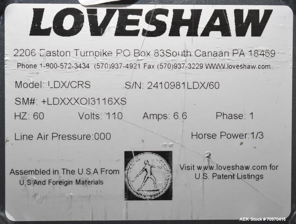 Used- Loveshaw / Little David Model LDX/CRS Case Taper. Box Capacity: 4.5" to unlimited length x 5.5" to 27" width x 4.5" to...