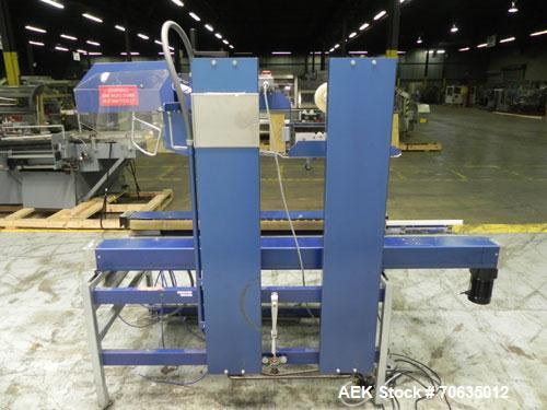 Used Durable Packaging Model RM-32FCAS Case Sealer. Machine is capable of speeds up to 40 cases per minute.Case size range: unlimited (length), 5" - 20" (width), 5" - 24" (height).Top and bottom 2" (...