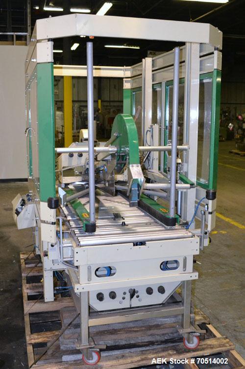 Used Sekisui TA Industries Model STA-XF50 Random Automatic Flap Closing and Taping Machine.  Up to 8 cases per minute.  Case size range:  length 7.87” to 31.5”, width 4.33” to 19.96”, height 3.94” to...
