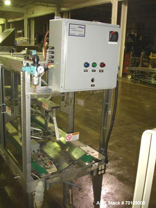 Used Wexxar WST-77 Automatic Top and Bottom Case Sealer. Capable of speeds up to 35 cases per minute. Case size range: length 12" to 33", width 10" to 22.5", depth 10" to 24". 3/60/230V.