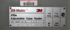 Used 3M-Matic Top & Bottom Adjustable Case Sealer, Model 200A, Type 29200, Carbon Steel. Up to 40 cases per minute, minimum case size 6