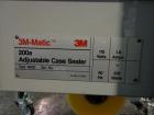 Used 3M Model 200A, Type 19000 Top and Bottom Adjustable Case Sealer. Up to 40 cases per minute, minimum case size 6