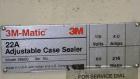 Used 3M-Matic Top And Bottom Adjustable Case Sealer, Model 22A, Type 28600, Carbon Steel. Up to 27 cases per minute. Case size range Length 6’’ to unlimited, Width 6’’ to 20’’, Height 4-3/4’’ to 20’’...