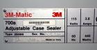 Used 3M-Matic Top And Bottom Adjustable Case Sealer, Model 700A, Type 29200, Carbon Steel. Up to 30 cases per minute. Case size range Length 6” to unlimited, Width 6” to 21-1/2”, Height 4-3/4” to 24-...