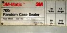 Used 3M-Matic Top And Bottom Random Case Sealer, Model 700R, Type 39600, Carbon Steel. Up to 15 cases per minute, minimum case size 6