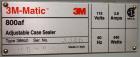 Used 3M Model 800af Adjustable Case Sealer (type 39600). Machine is capable of speeds up to 28 cases per minute. Has a case size range of: 6