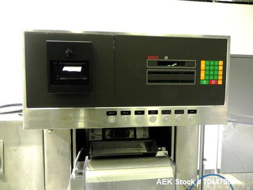 Used Bosch KKE 2000 Capsule/Tablet Checkweigher. Capable of speeds up to 2000 capsules per minute. Capsule size range:00, 0, 1, 2, 3 or 4 with changeparts. Weigh Range:40 to 2000mg with accuracies of...