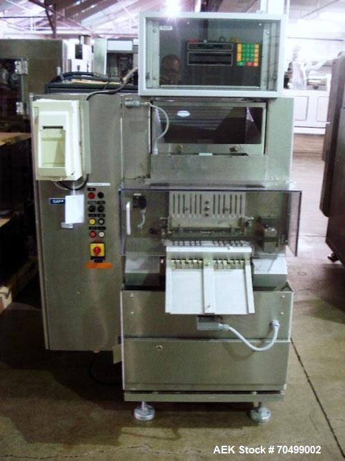 Used Bosch Model KKE1500 with BOB Capsule Checkweigher. Capable of handling hard gelatin capsules in sizes from 00, 0, 1-4 size ranges, with 0, 1, 2 and 4 size change parts, rated up to 1,500 capsule...