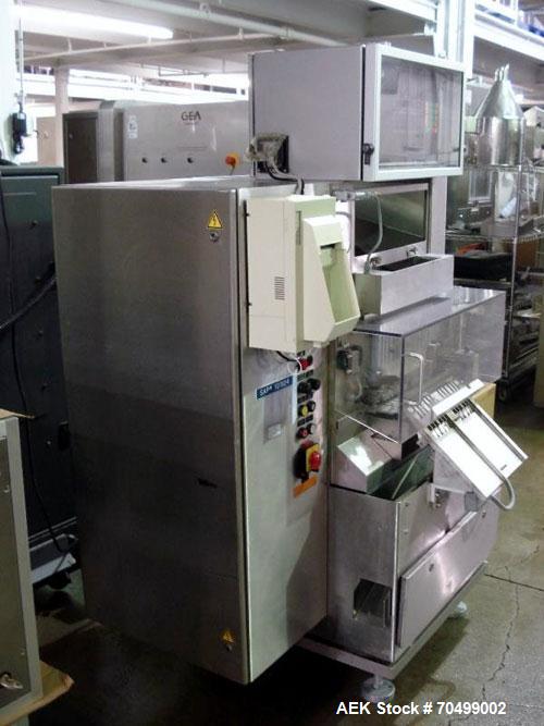 Used Bosch Model KKE1500 with BOB Capsule Checkweigher. Capable of handling hard gelatin capsules in sizes from 00, 0, 1-4 size ranges, with 0, 1, 2 and 4 size change parts, rated up to 1,500 capsule...