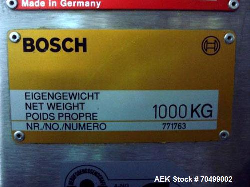 Used Bosch Model KKE1500 with BOB Capsule Checkweigher. Capable of handling hard gelatin capsules in sizes from 00, 0, 1-4 size ranges, with 0, 1, 2 and 4 size change parts, rated up to 1,500 capsule...