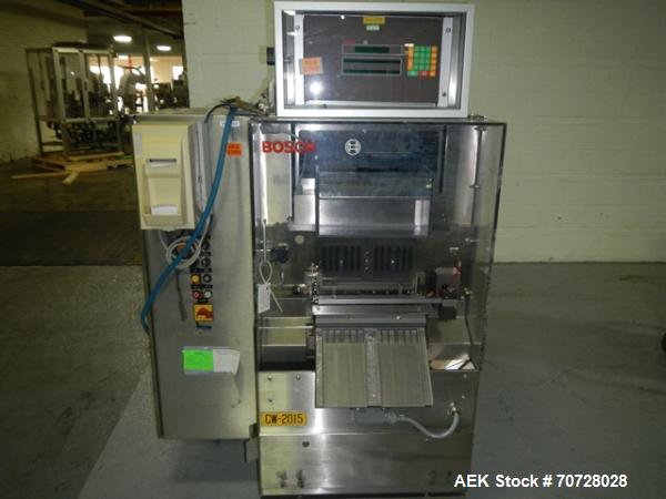 Used Bosch Capsule Checkweigher, Model KKE1500 w/BOB. Capable of handling hard gelatin capsules in sizes from 00,0, 1-4 size ranges, with 0, 1, 2 and 4 size change parts, rated up to 1500 capsules/mi...