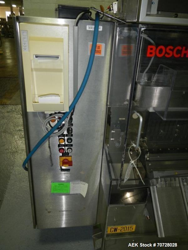 Used Bosch Capsule Checkweigher, Model KKE1500 w/BOB. Capable of handling hard gelatin capsules in sizes from 00,0, 1-4 size ranges, with 0, 1, 2 and 4 size change parts, rated up to 1500 capsules/mi...