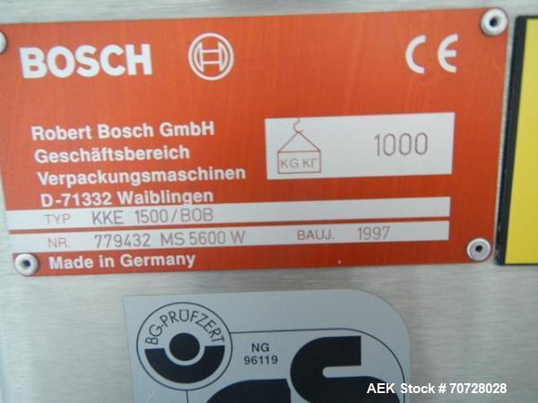 Used Bosch Capsule Checkweigher, Model KKE1500 w/BOB. Capable of handling hard gelatin capsules in sizes from 00,0, 1-4 size ranges, with 0, 1, 2 and 4 size change parts, rated up to 1500 capsules/mi...