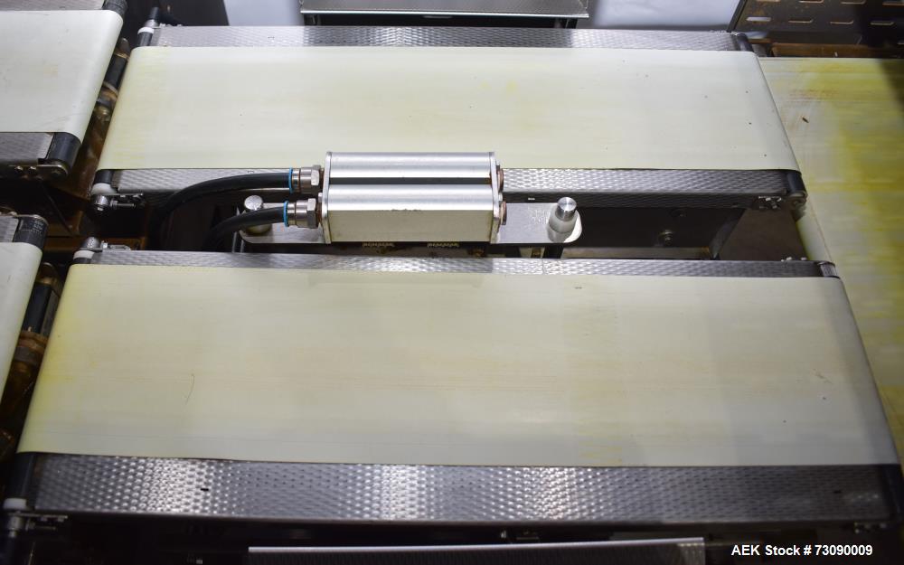 Used Bizerba Model CWD Dual Lane Checkweigher With Reject. Weight range: 600/1500 grams with accuracies 0.2/0.5 grams.