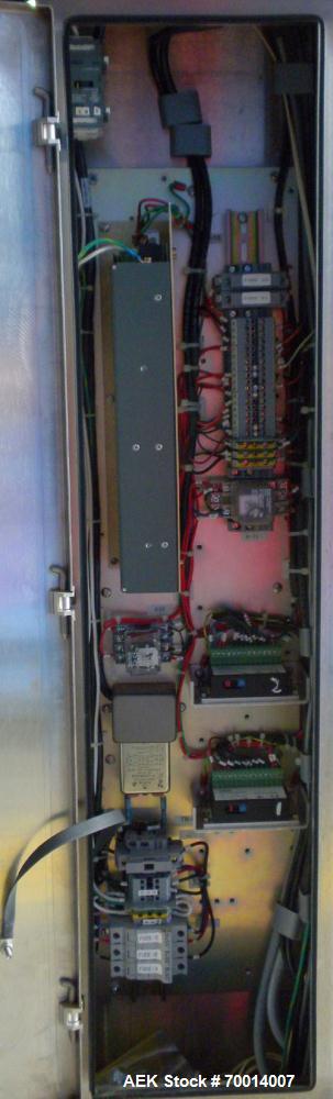 Used Hi Speed Mettler Toledo Container Checkweigher, Model SST1100SS-CM. Stainless steel side belt load cell mechanism with a weight range up to 50 pounds. Capable of speeds up to 250 packages per mi...