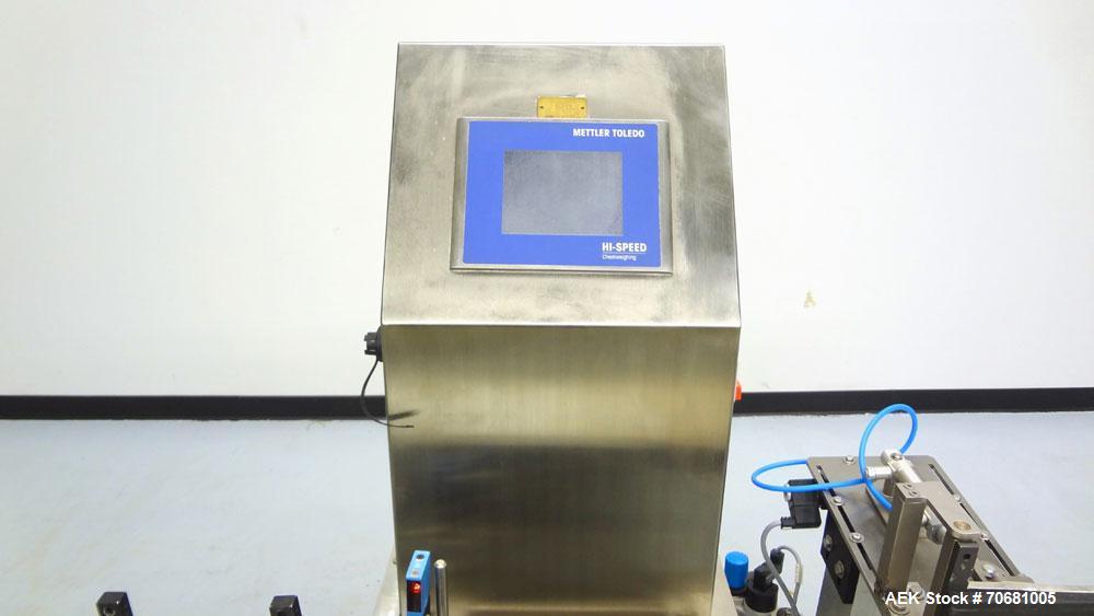 Used Mettler Toledo XE Hi-Speed Checkweigher, Product weight range up to 3 kg, accuracy from +/- 200mg. Maximum line rate speed up to 300 packages per minute, and up to 300 feet per minute. (3) secti...