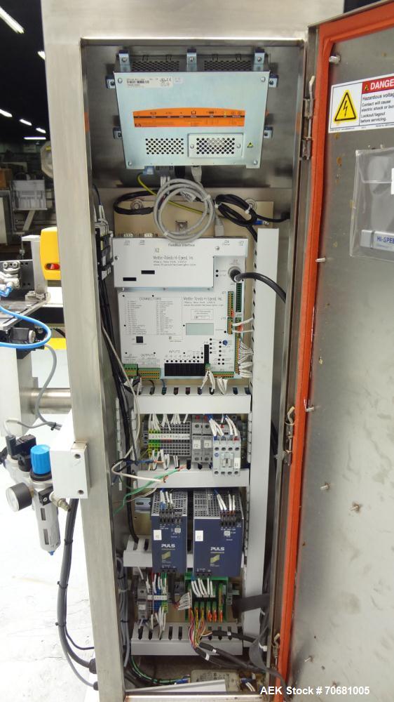 Used Mettler Toledo XE Hi-Speed Checkweigher, Product weight range up to 3 kg, accuracy from +/- 200mg. Maximum line rate speed up to 300 packages per minute, and up to 300 feet per minute. (3) secti...