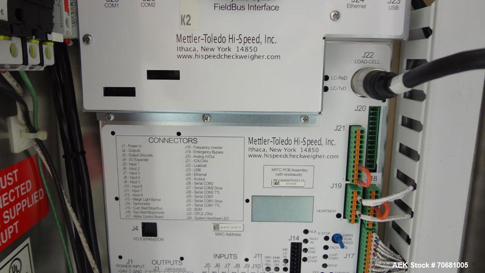 Used Mettler Toledo XE Hi-Speed Checkweigher, Product weight range up to 3 kg, accuracy from +/- 200mg. Maximum line rate speed up to 300 packages per minute, and up to 300 feet per minute. (3) secti...