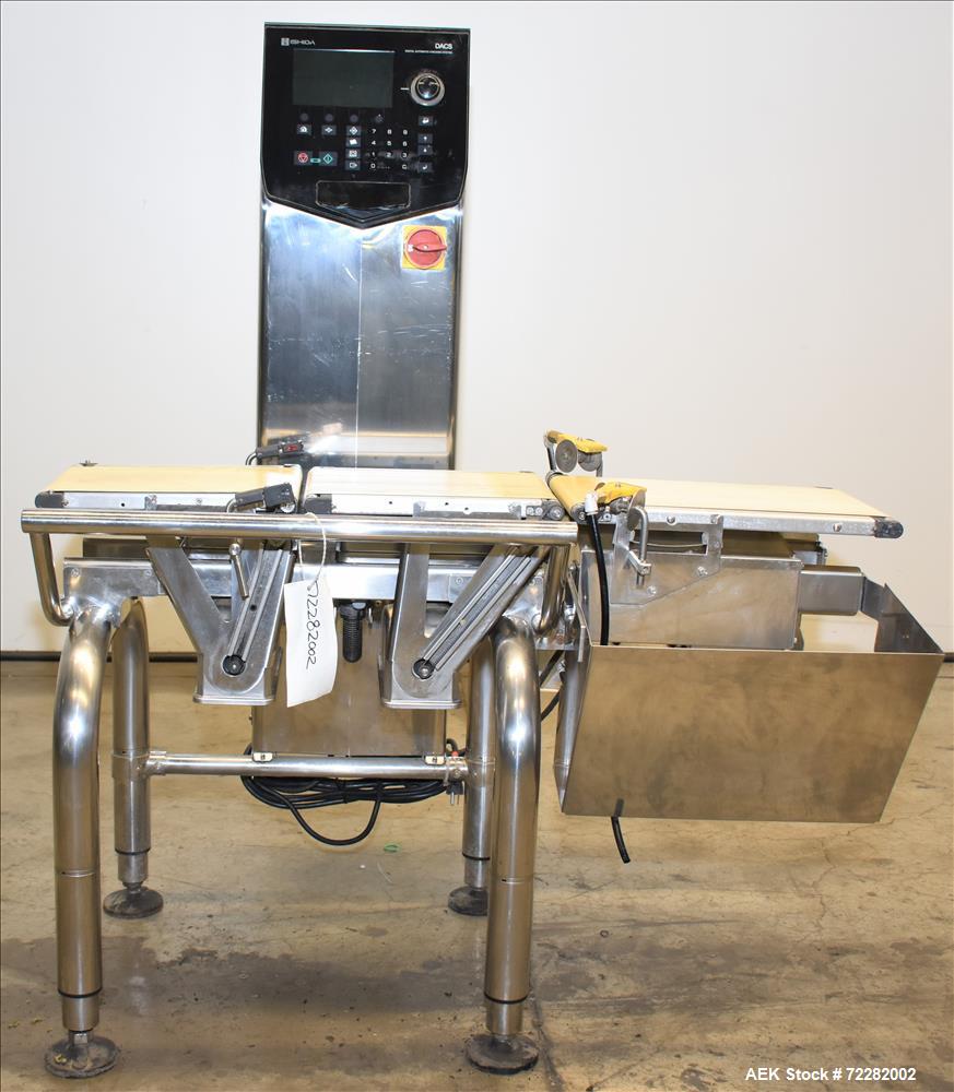 Used Ishida Belt Checkweigher, Model DACS. Checkweigher range is 0 to 1500 grams