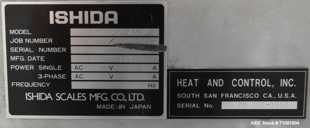 Used Ishida DACS-V-012-SB/WP-1 Belt Checkweigher