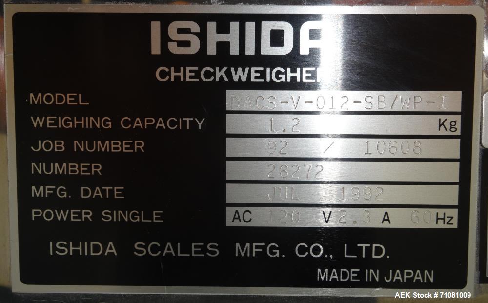 Used Ishida DACS-V-012-SB/WP-1 Belt Checkweigher