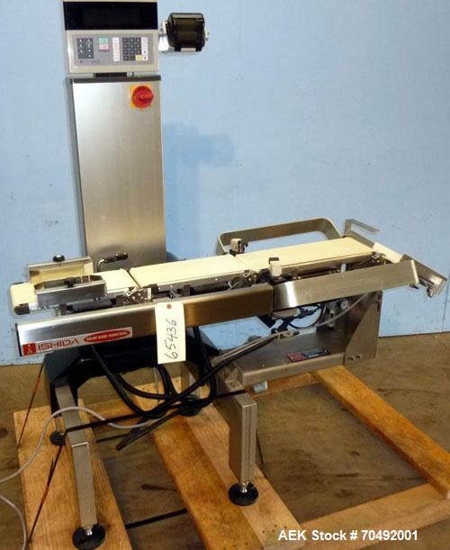 Used Ishida DACS Belt Checkweigher, Model DACS-W-003-SB/PB-I. Weighing range 3 to 300 gram, weighing speed maximum 330 WPM, weighing accuracy +/- 0.2g, minimum gradation 0.1g. Product dimensions:leng...