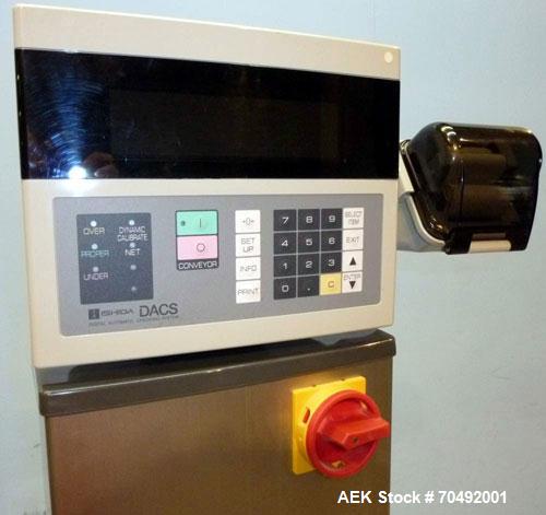 Used Ishida DACS Belt Checkweigher, Model DACS-W-003-SB/PB-I. Weighing range 3 to 300 gram, weighing speed maximum 330 WPM, weighing accuracy +/- 0.2g, minimum gradation 0.1g. Product dimensions:leng...