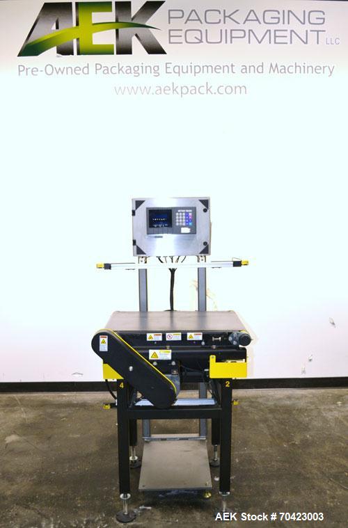 Used Mettler Toledo Model 9482 ExpressWeigh Checkweigher. Capable of 15 to 100 cartons per minute. Consisting of:  (1) Model 9482 Expressweigh controller, (1) Jagxtreme controller, (1) Model 9477 bel...
