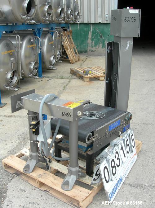 Used Mettler Toledo High Speed Checkweigher, model CS3400GI-MM. 18" wide x 20" long belt. Rated at 110 pound capacity, 60 ppm and 160 fpm. Unit includes a Micromate control panel and air operated rej...
