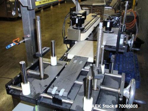 Used Mettler Toledo TopLine Checkweigher, Model VO3. Weight capacity 6000 gram, 300 packages per minute, accuracy +/- 150 mg. Package length 1.2’’ to 19.7’’, width 11.8’’ maximum, height 11.8’’ maxim...