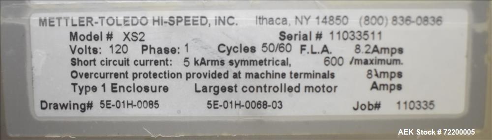 Used Mettler Toledo Hi Speed Inc Check Weigher, Model XS2