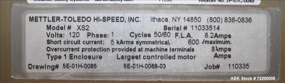 Used Mettler Toledo Hi Speed Inc Check Weigher, Model XS2