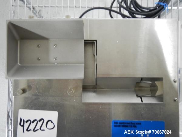 Used Mocon Automatic Balance Checkweigher with Mocon automatic sorter, model AB-Plus Master, speeds from 20-45 units/minute, 1-0.1 mg readability, serial #0499AX065.
