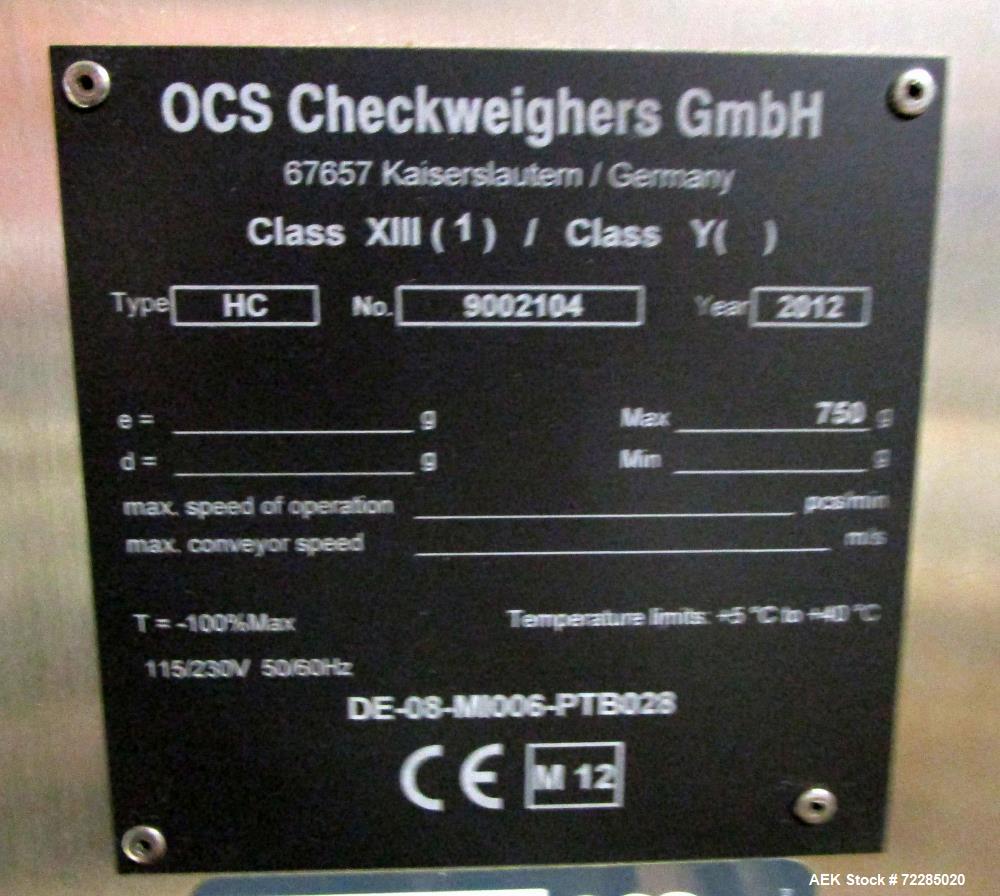 Used- OCS Systems / Wipotec HC Automatic Checkweigher