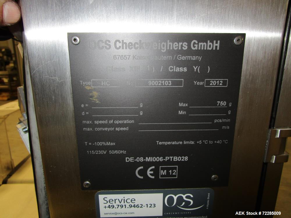 Used OCS (Wipotec) Model HC Auctomatic Precision Checkweigher up to 750 Grams