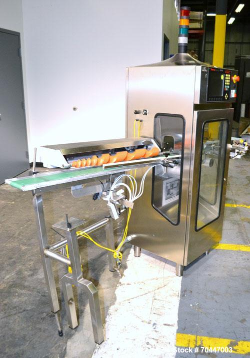 Used Thermo Ramsey Icore AutoCheck 9000 Plus Automatic Belt Checkweigher with worm screw infeed and reject system. Capable of speeds up to 550 containers per minute. Accuracies of +/- 50mg. Has a wei...
