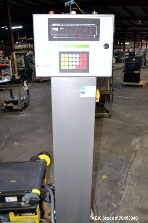 Used Mettler-Toledo Hi Speed CS3600GI-MM Belt Checkweigher. Has a 12" wide x 24" long belt conveyor. Weighing capacity up to 40 kg or 88 lbs. Line height adjustable from 22- 40". Line speed rated fro...
